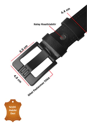 RizzUP Siyah %100 Hakiki Deri Erkek Spor Kemer – Kolay Kısaltılabilir Kemer 2602686