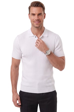 RizzUP Erkek Regular Fit Rahat Kesim Düğmeli Beyaz Polo Yaka Triko Tişört Yumuşak Likralı 2608210