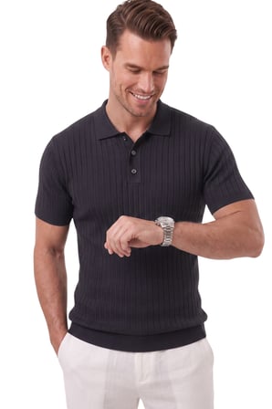 RizzUP Erkek Regular Fit Rahat Kesim Düğmeli Lacivert Polo Yaka Triko Tişört Yumuşak Likralı 2608210