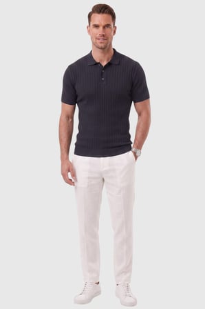 RizzUP Erkek Regular Fit Rahat Kesim Düğmeli Lacivert Polo Yaka Triko Tişört Yumuşak Likralı 2608210