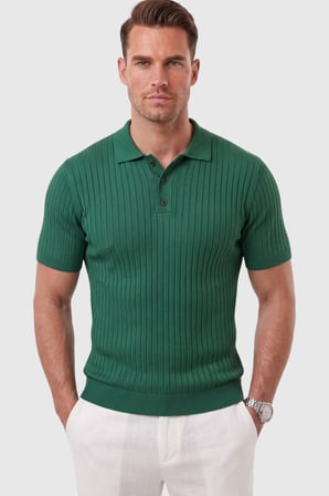 RizzUP Erkek Regular Fit Rahat Kesim Düğmeli Yeşil Polo Yaka Triko Tişört Yumuşak Likralı 2608210
