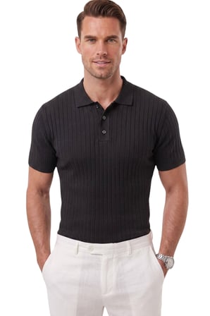 RizzUP Erkek Regular Fit Rahat Kesim Düğmeli Füme Polo Yaka Triko Tişört Yumuşak Likralı 2608210