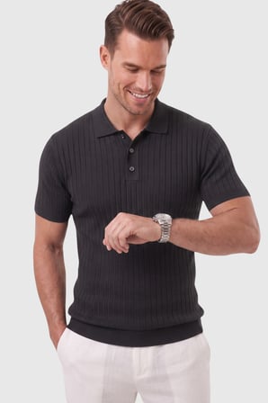 RizzUP Erkek Regular Fit Rahat Kesim Düğmeli Füme Polo Yaka Triko Tişört Yumuşak Likralı 2608210