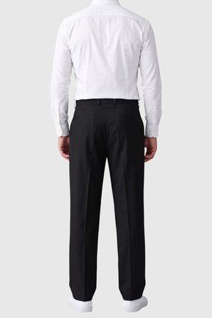 RizzUP Siyah Erkek Rahat Kalıp Tek Pileli Kumaş Pantolon Yanları Lastikli Esnek Smart Casual Pantolon 2600970