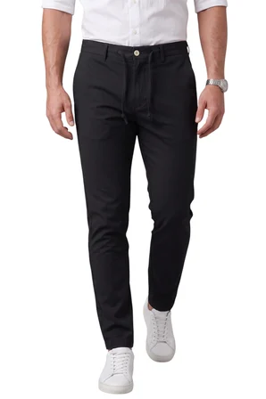 RizzUP Erkek Siyah Slim Fit İpli Kumaş Pantolon Dar Kesim Esnek Smart Casual 2601100