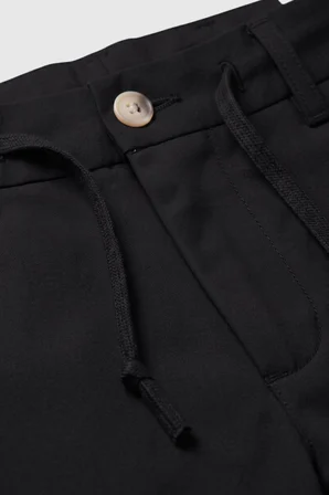 RizzUP Erkek Siyah Slim Fit İpli Kumaş Pantolon Dar Kesim Esnek Smart Casual 2601100