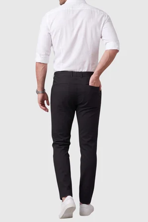 RizzUP Erkek Siyah Slim Fit İpli Kumaş Pantolon Dar Kesim Esnek Smart Casual 2601100