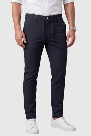 RizzUP Erkek Koyu Lacivert Slim Fit İpli Kumaş Pantolon Dar Kesim Esnek Smart Casual 2601100