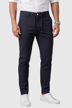 RizzUP Erkek Koyu Lacivert Slim Fit İpli Kumaş Pantolon Dar Kesim Esnek Smart Casual 2601100