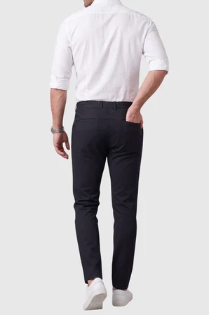 RizzUP Erkek Koyu Lacivert Slim Fit İpli Kumaş Pantolon Dar Kesim Esnek Smart Casual 2601100