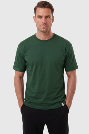 RizzUP Erkek %95 Pamuk Regular Fit Rahat Kesim Duble Kollu Bisiklet Yaka Likralı Yeşil Tişört 2604361