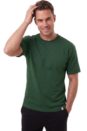 RizzUP Erkek %95 Pamuk Regular Fit Rahat Kesim Duble Kollu Bisiklet Yaka Likralı Yeşil Tişört 2604361