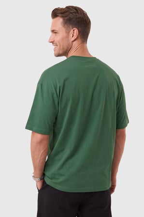 RizzUP Erkek %100 Pamuk Oversize Geniş Kesim Bisiklet Yaka Basic Yeşil Tişört 2604362