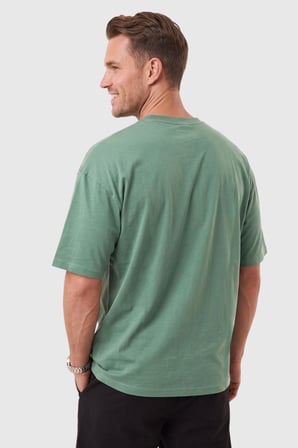 RizzUP Erkek %100 Pamuk Oversize Geniş Kesim Bisiklet Yaka Basic Açık Yeşil Tişört 2604362