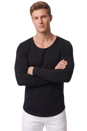 RizzUP Erkek Siyah %95 Pamuk Slim Fit Kesik Açık Yaka Likralı Penye Sweatshirt Oval Kesim 2602299