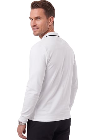 RizzUP Erkek Slim Fit Tüylenmeyen Fermuarlı Polo Yaka Beyaz Sweatshirt – Yumuşak Dokulu Sweat 2708517