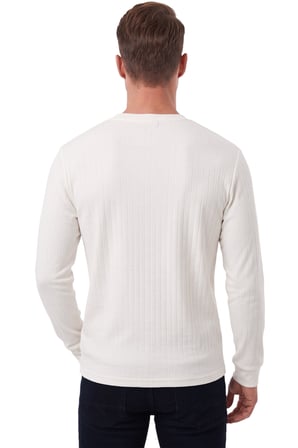 RizzUP Erkek Slim Fit Likralı Çizgi Dokulu Beyaz Sweatshirt – Bisiklet Yaka Nakışlı Spor Şık Sweat 2708518
