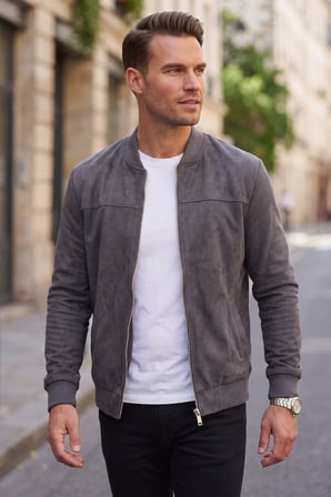 RizzUP Erkek Slim Fit Likralı Füme Süet Ceket – Kırışmayan Ütü Gerektirmeyen Mevsimlik Mont 2504334