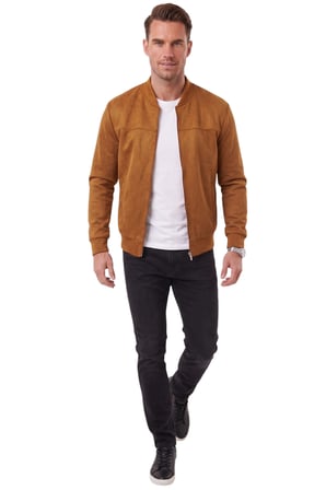 RizzUP Erkek Slim Fit Likralı Taba Süet Ceket – Kırışmayan Ütü Gerektirmeyen Mevsimlik Mont 2504334