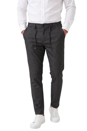 RizzUP Erkek Slim Fit Kırçıllı Füme Kumaş Pantolon – İpli Esnek Bel Likralı Spor Şık Pantolon 2700252