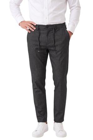 RizzUP Erkek Slim Fit Kırçıllı Füme Kumaş Pantolon – İpli Esnek Bel Likralı Spor Şık Pantolon 2700252
