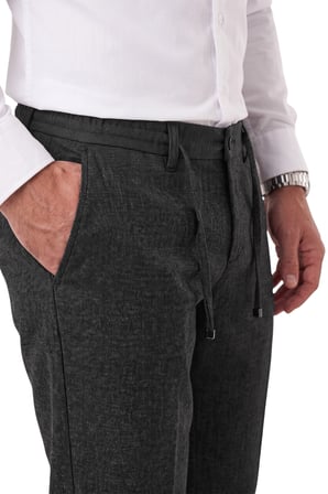 RizzUP Erkek Slim Fit Kırçıllı Füme Kumaş Pantolon – İpli Esnek Bel Likralı Spor Şık Pantolon 2700252