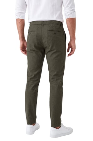 RizzUP Erkek Slim Fit Kırçıllı Haki Kumaş Pantolon – İpli Esnek Bel Likralı Spor Şık Pantolon 2700252
