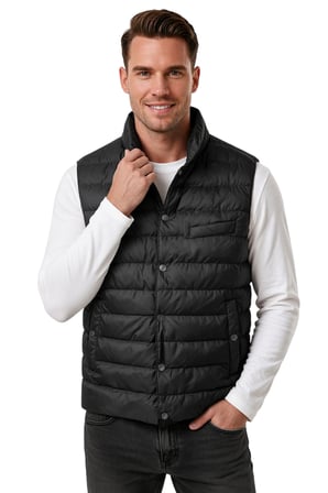 RizzUP Erkek Slim Fit Su ve Rüzgar Geçirmez Siyah Şişme Yelek – Dik Yaka Çıtçıtlı 2701708