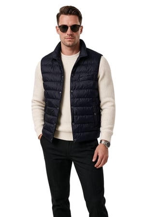 RizzUP Erkek Slim Fit Su ve Rüzgar Geçirmez Lacivert Şişme Yelek – Dik Yaka Çıtçıtlı 2701708
