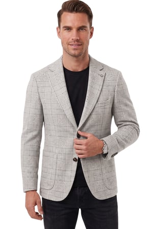 RizzUP Erkek Slim Fit Ekose Gri Blazer Ceket – Astarlı Kışlık Şık Spor Ceket 2702420