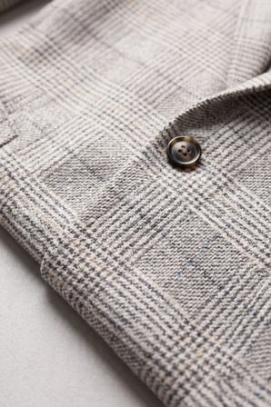 RizzUP Erkek Slim Fit Ekose Gri Blazer Ceket – Astarlı Kışlık Şık Spor Ceket 2702420