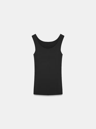 Geniş Askılı Basic Pamuk Top-Siyah