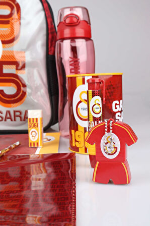 DEKOMUS İLE LİSANSLI GALATASARAY KÜÇÜK BOY 32x25 CM ANAOKUL ÇANTASI,700 ML MATARA VE BESLENME KABI KIRTASİYE SETİ