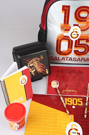 DEKOMUS İLE LİSANSLI GALATASARAY KÜÇÜK BOY 32x25 CM ANAOKUL ÇANTASI,700 ML MATARA VE BESLENME KABI KIRTASİYE SETİ