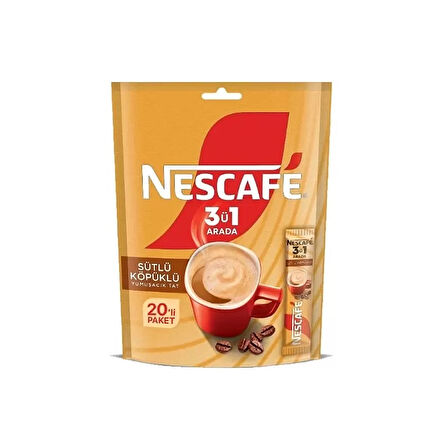Nescafe 3 ü 1 Arada Sütlü Köpüklü 17,4 gr 20 li Paket x 4 Adet