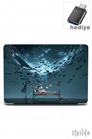 MacBook Air 13.6 A3113 A2681 uyumlu Nefes-3 UV Msoft Desen Gece Balık Rüya