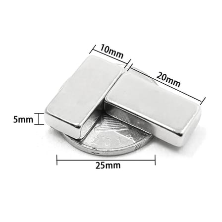 50 Adet 20x10x5 mm Neodyum Magnet N35 Güçlü Mıknatıs Köşeli ve Dayanıklı Nikel Kaplama (  )