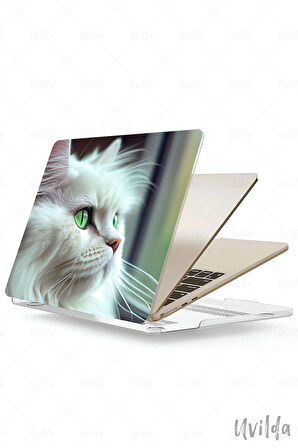 MacBook Air 13.6 A3113 A2681 uyumlu Nefes-24 HD Msoft Kapak Beyaz Pamuk Kedi