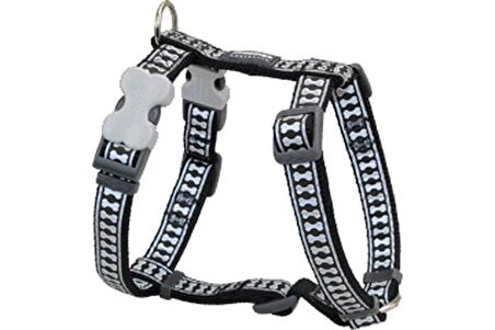 Red Dingo Reflektörlü Kemik Desenli Siyah Göğüs Tasması 25mm - KONG