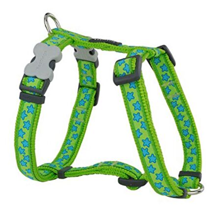 Red Dıngo Lıme Uzerıne Turkuaz Yıldızlı Kopek Gogus Tasması 15Mm