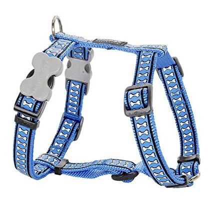 Red Dıngo Reflektörlü Kemık Desenlı Mavı Gogus Tasması 20Mm