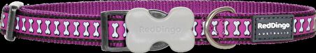 Reddingo Reflektörlü Kemik Desenli Mor Boyun Tasması S 15mm / 24-36 cm