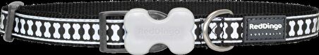Reddingo Reflektörlü Kemik Desenli Siyah Boyun Tasması S 15mm / 24-36 cm