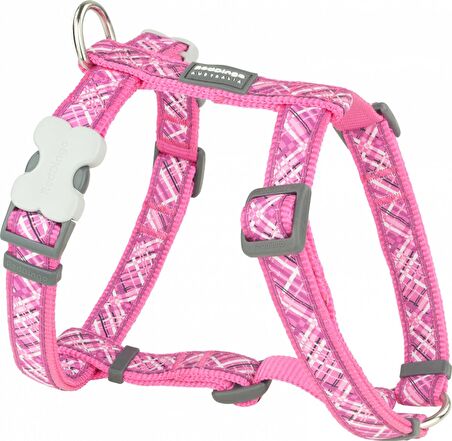 REDDİNGO FLANNO DESENLİ PEMBE KÖPEK GÖĞÜS TASMASI S /15MM