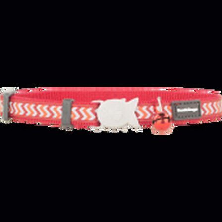 REDDİNGO REFLEKTÖRLÜ ZİGGY DESENLİ KIRMIZI KEDİ BOYUN TASMASI 12MM / 20-32 CM