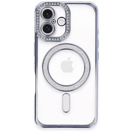 Apple iPhone 16 Kılıf Joke Simli Magneticsafe Kılıf - Mavi