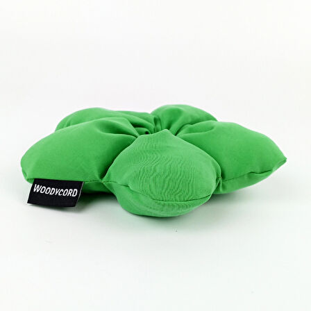 WoodyCord El Yapımı Canlı Yeşil Pofuduk Scrunchie Toka 
