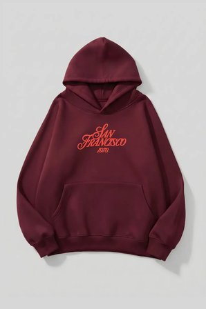 Unisex Yumuşak Dokulu San Francisco Baskılı Tasarım Oversize 3 İplik Hoodie Sweatshirt