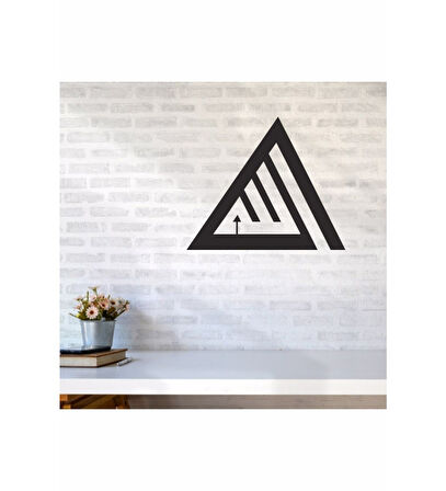 Lazer Kesim Tablo Metal Üçgen Dekoratif Duvar Geometrik Tablo 38x40 cm