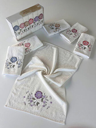 MYSOFT 6'LI 50X90 3D NAKIŞLI HAVLU - MENEKŞE